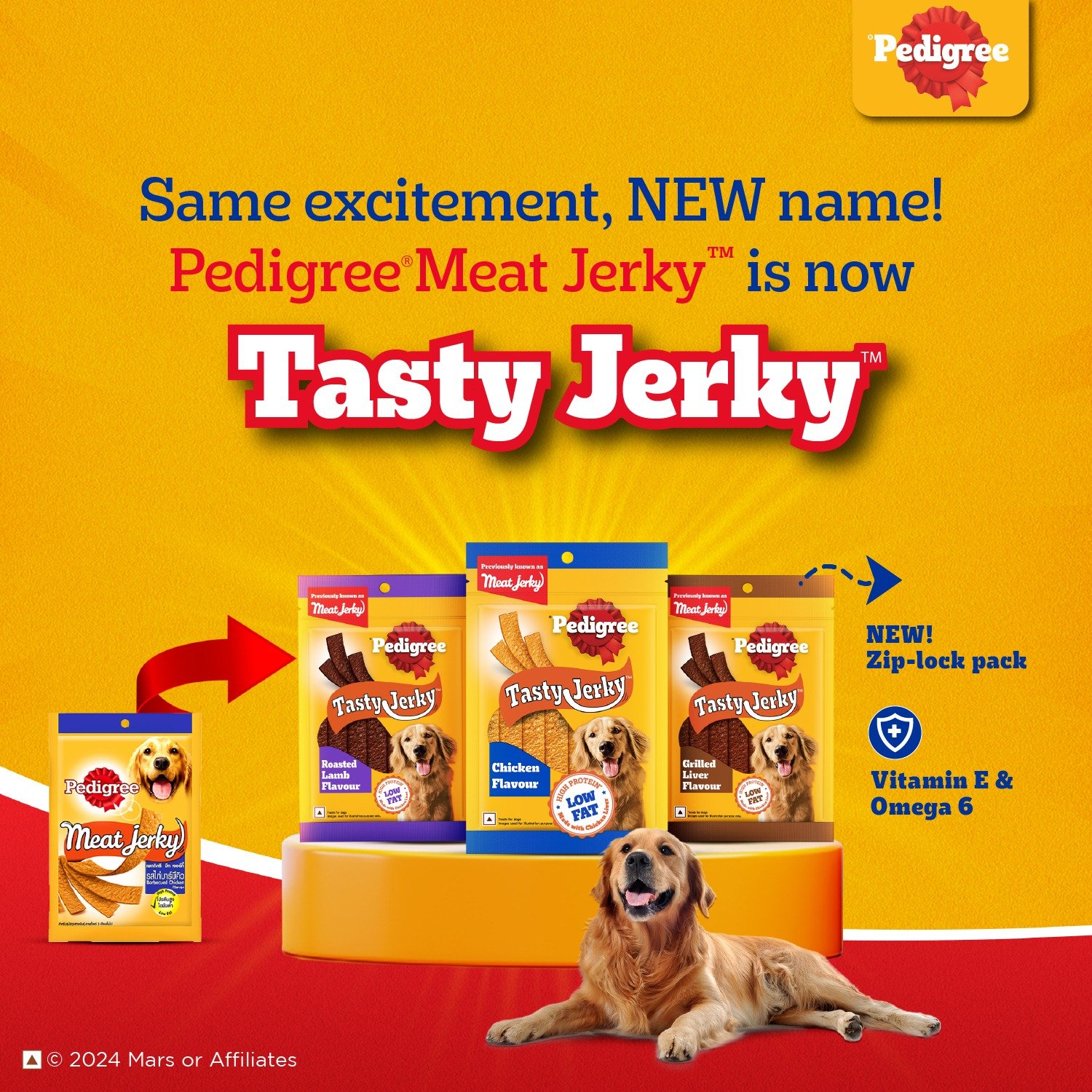 Pedigree Tasty Jerky Dog Treat Roasted Lamb Flavour 70 G