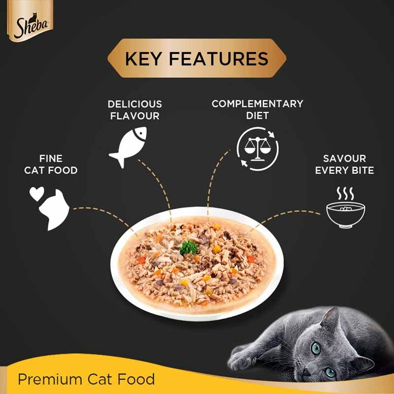 Sheba Fine Premium Adult (1+ Years) Wet Cat Food, Tuna Pumpkin & Carrot in Gravy