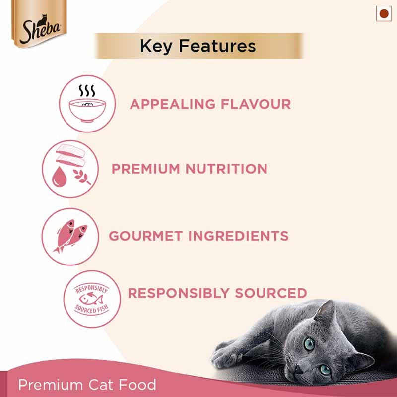 Sheba Rich Premium Adult (1+ Years) Wet Cat Food, Skipjack & Salmon Flavour