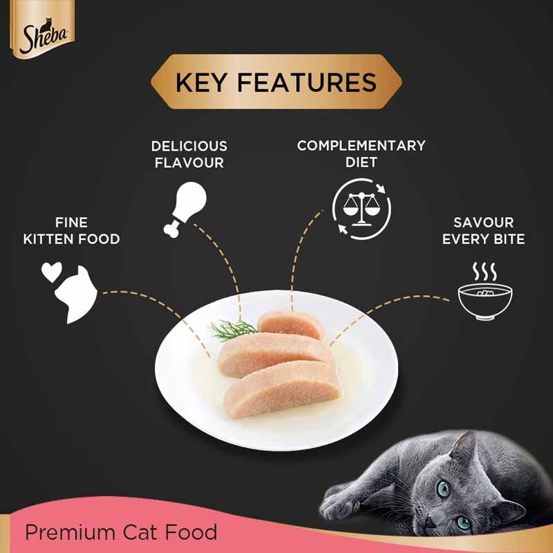 Sheba Fine Premium Kitten (2-12 months) Wet Cat Food, Chicken Premium Loaf