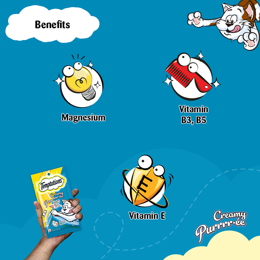 Temptations Creamy Purrrr-ee Cat Treats, Chicken & Tuna Flavors  48g (4 pieces)