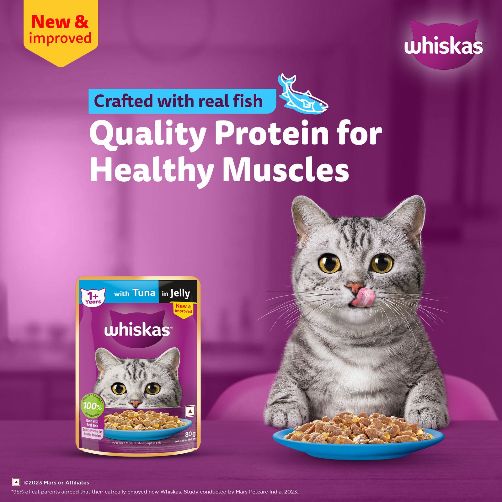 Whiskas Wet Cat Food for Kittens (2-12 Months), Tuna in Jelly Flavour,  80g