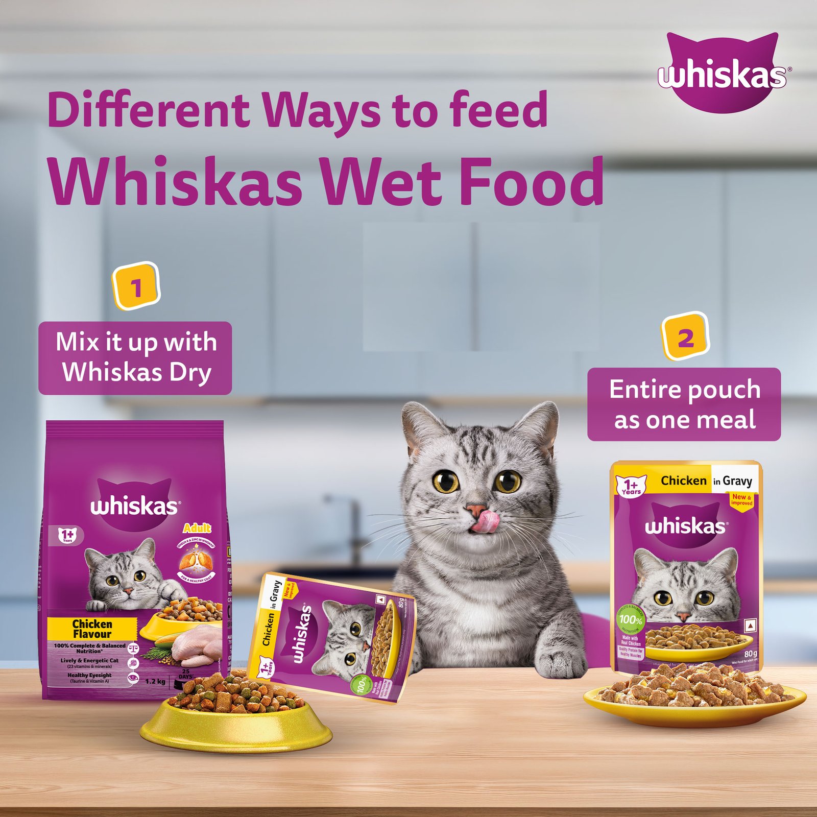 Whiskas Adult (1+ year) Wet Cat Food, Ocean Fish Flavor, 