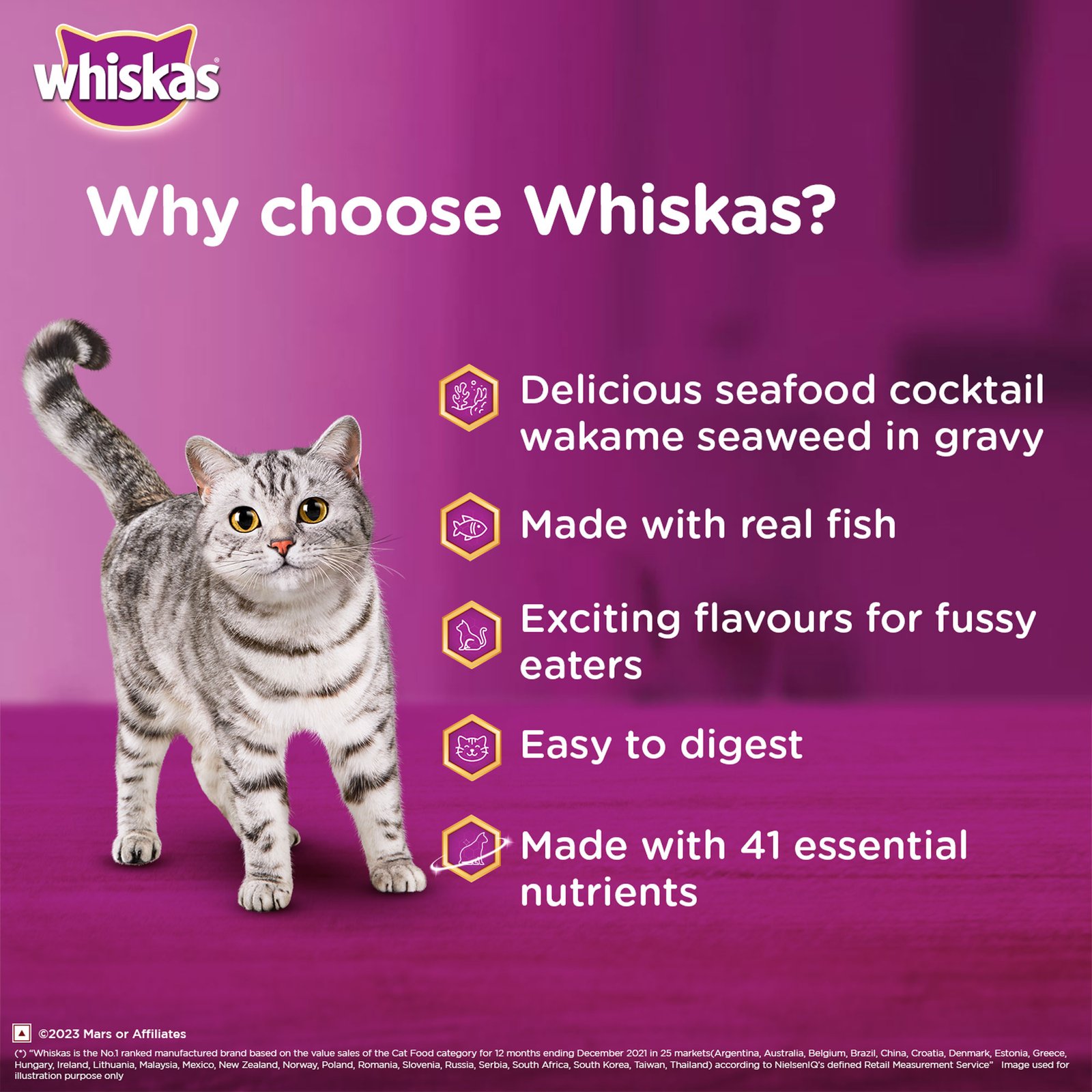 Whiskas Tasty Mix Adult (1+ year) Wet Cat Food, Seafood
