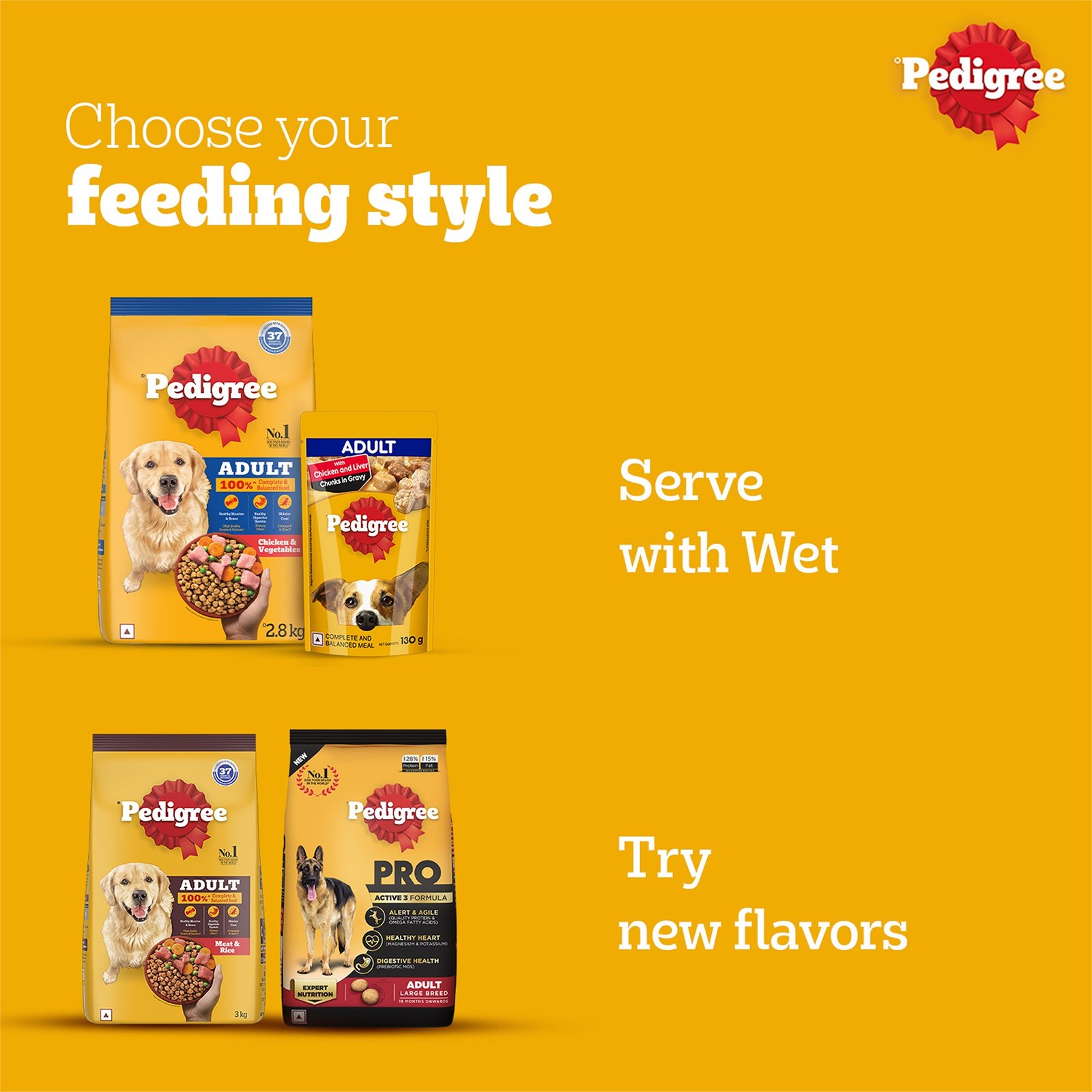 Pedigree Adult Dry Dog Food, Chicken & Vegetables, 2.8 kg