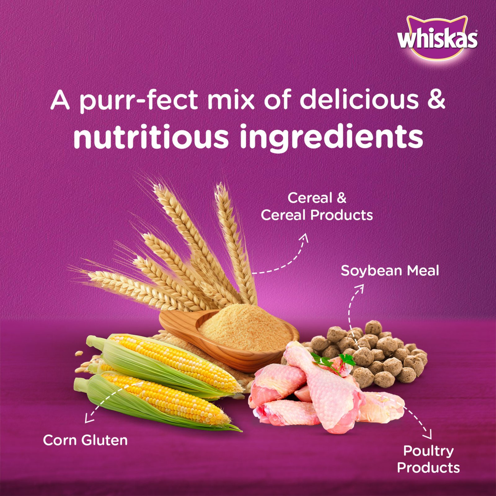 Whiskas Dry Cat Food For Adult Cats - Chicken Flavour, 1+ Years