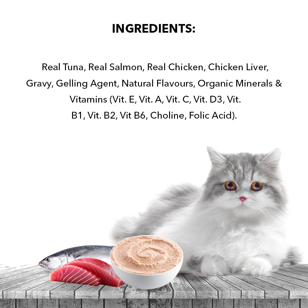 Active Adult Cat Wet Food, Real Tuna in Gravy, 8 Pouches, 50g x 8 (Buy 1 Get 1 Free )