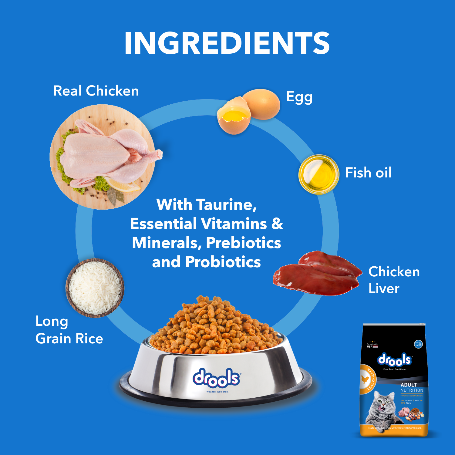 Drools Cat Adult Real Chicken Dry Cat Food