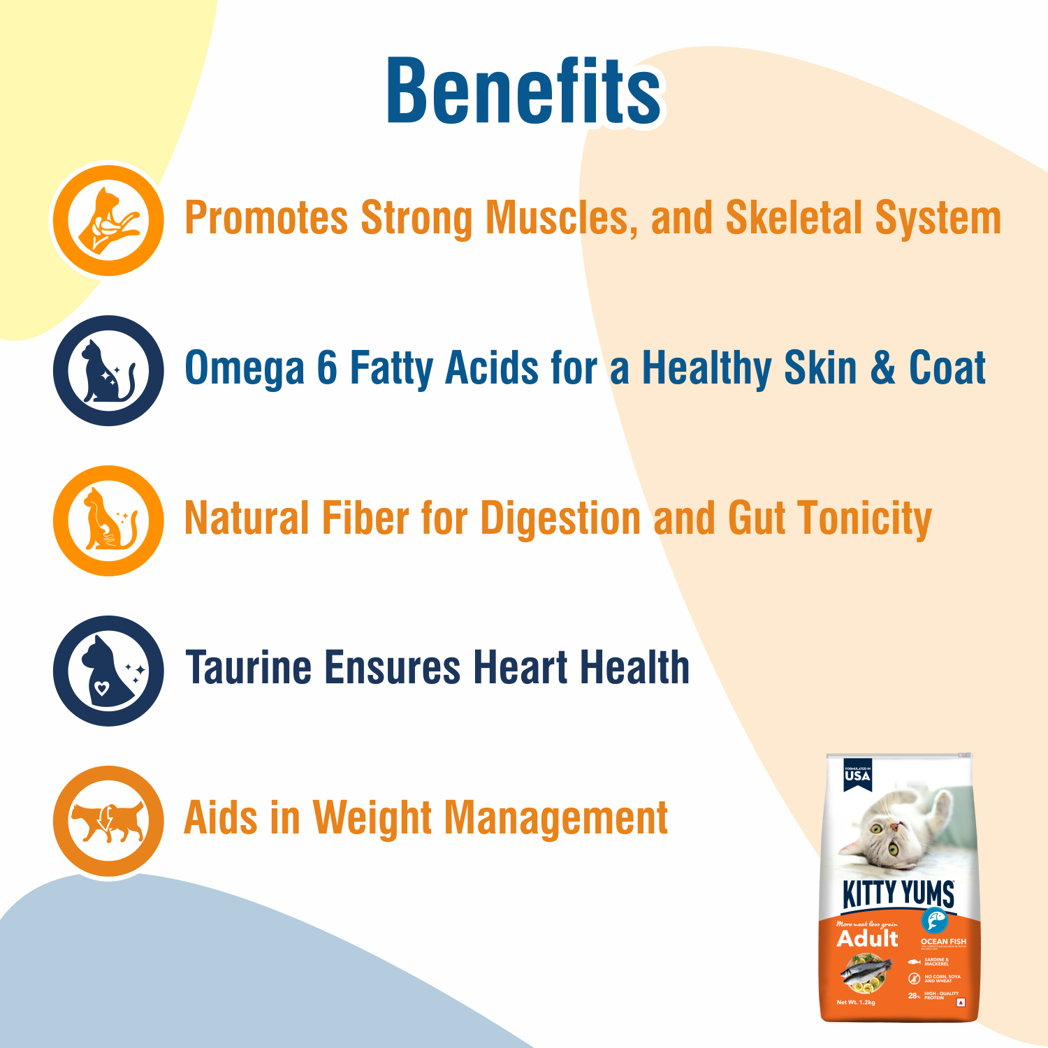 Kitty Yums Adult (+1 Year) Dry Cat Food, Ocean Fish