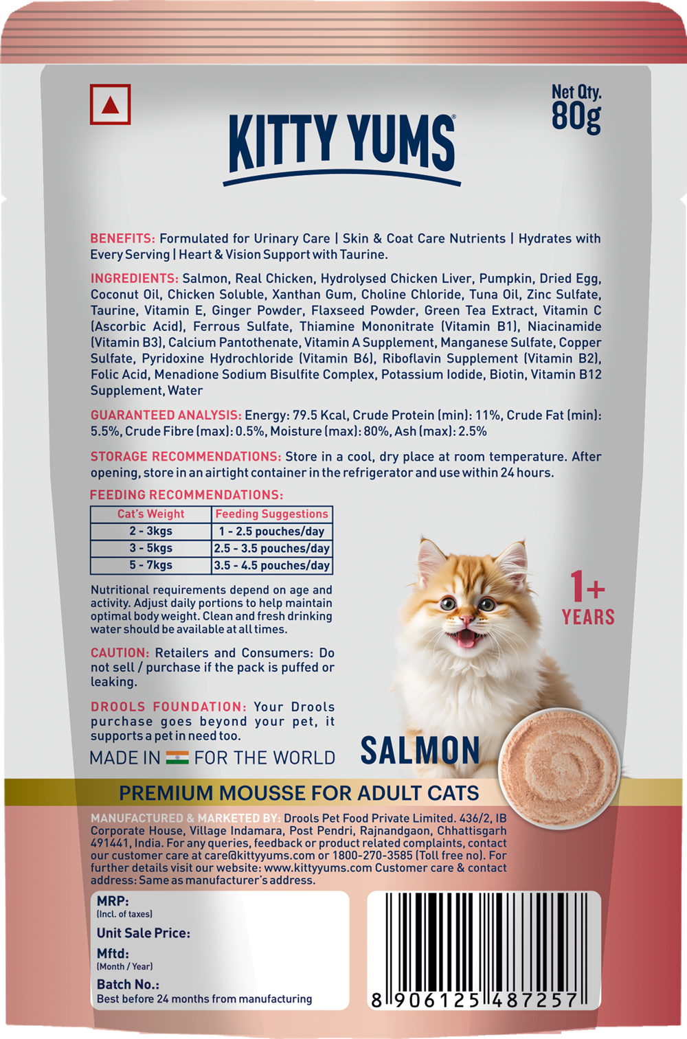 Kitty Yums Salmon Mousse Adult Adult Cat Wet Food