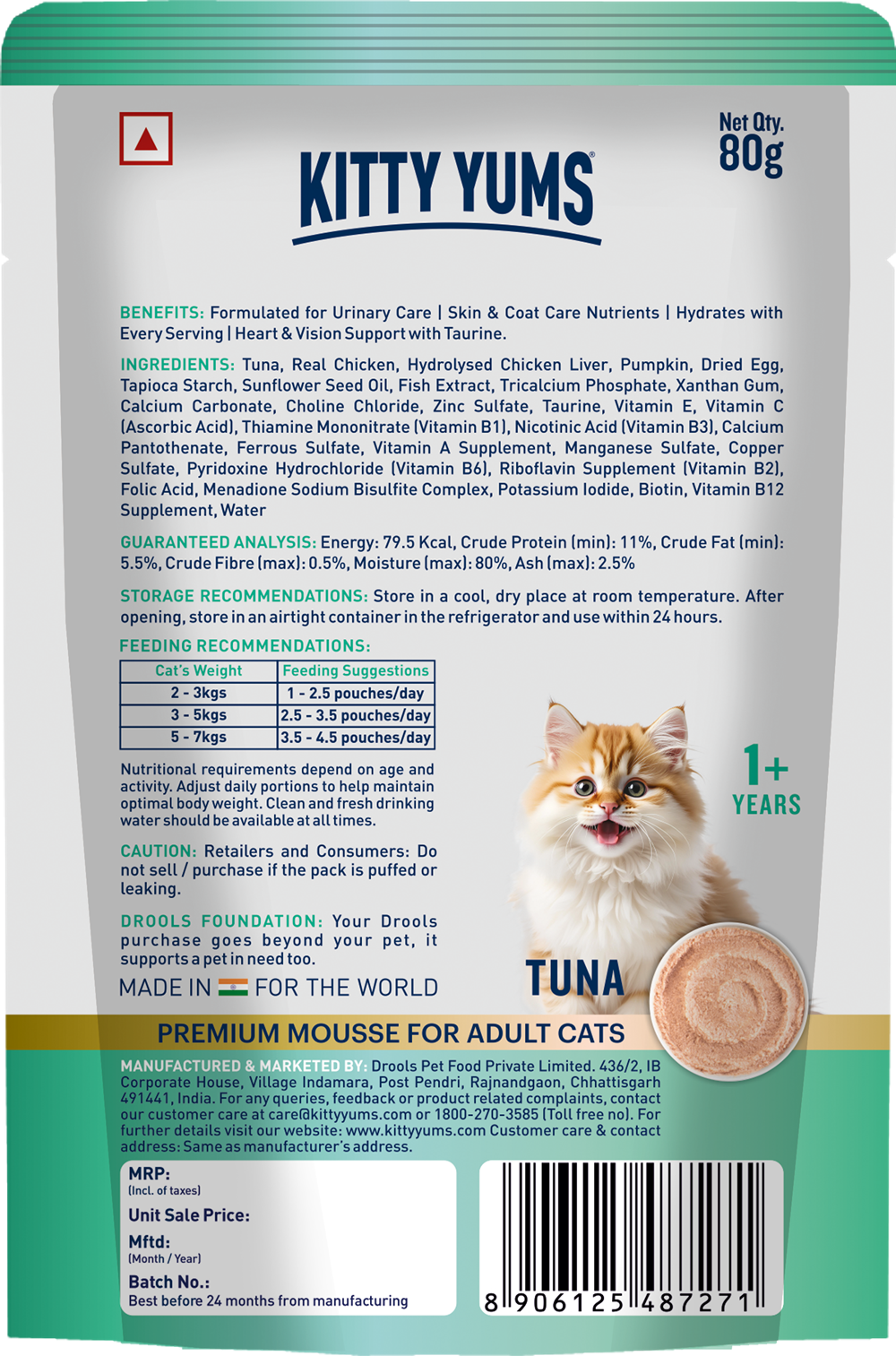 Kitty Yums Tuna Mousse Adult Adult Cat Wet Food