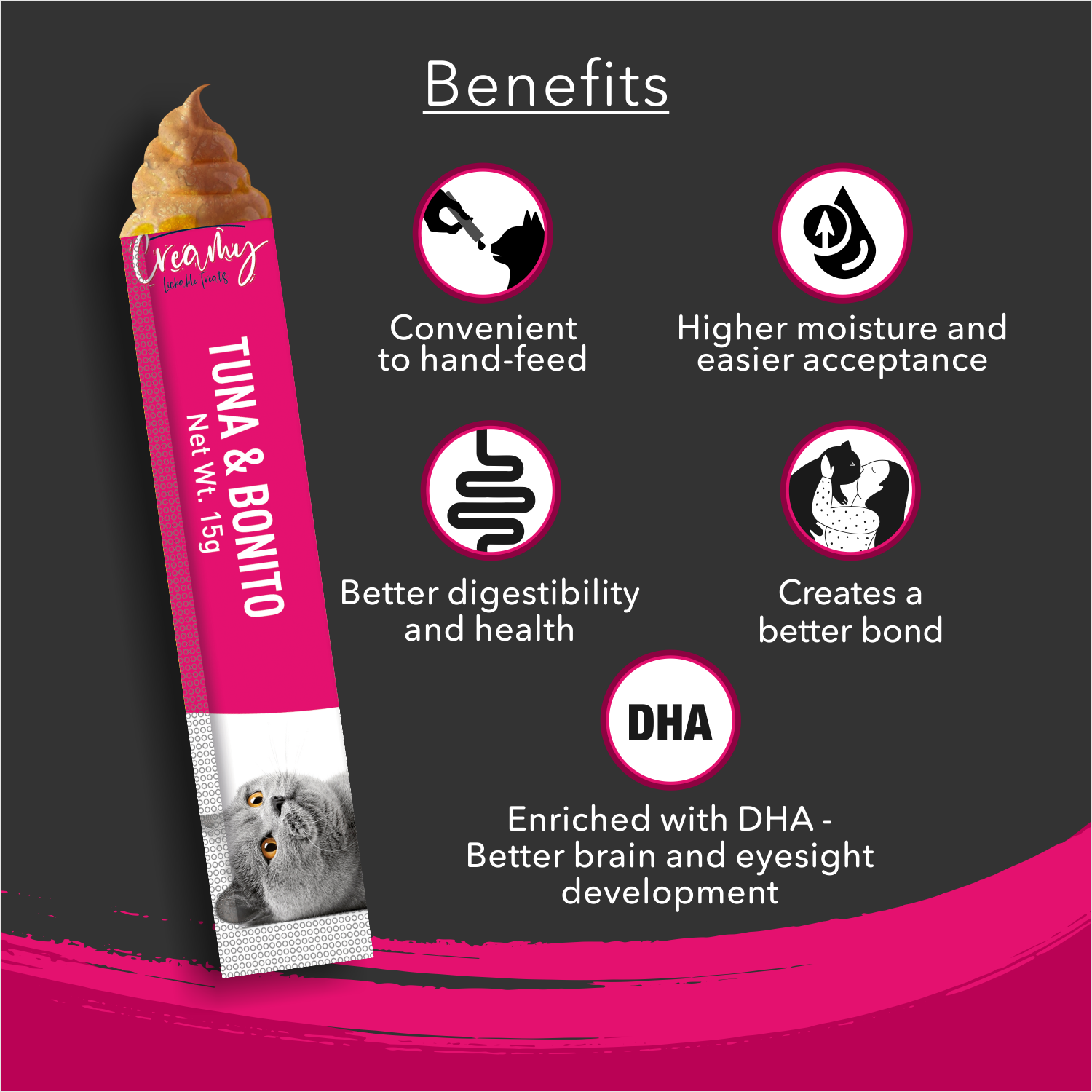 Kitty Yums Creamy Lickable Cat Treats,Tuna & Bonito