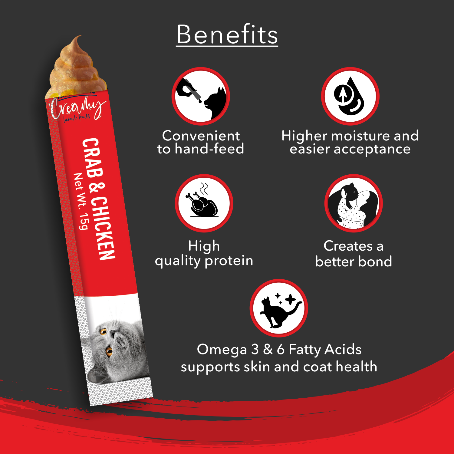 Kitty Yums Creamy Lickable Cat Treats,Crab & Chicken