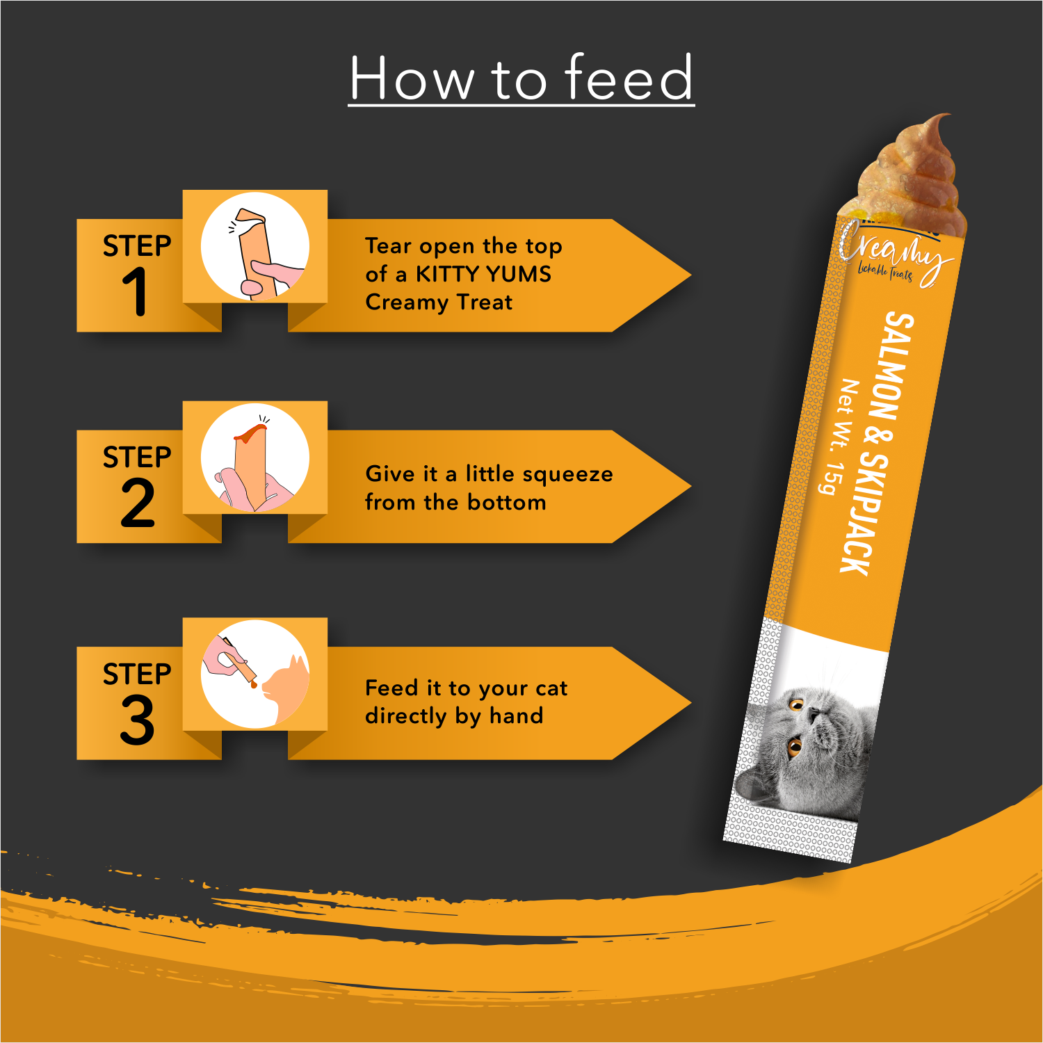 Kitty Yums Creamy Lickable Cat Treats,Salmon & Skipjack