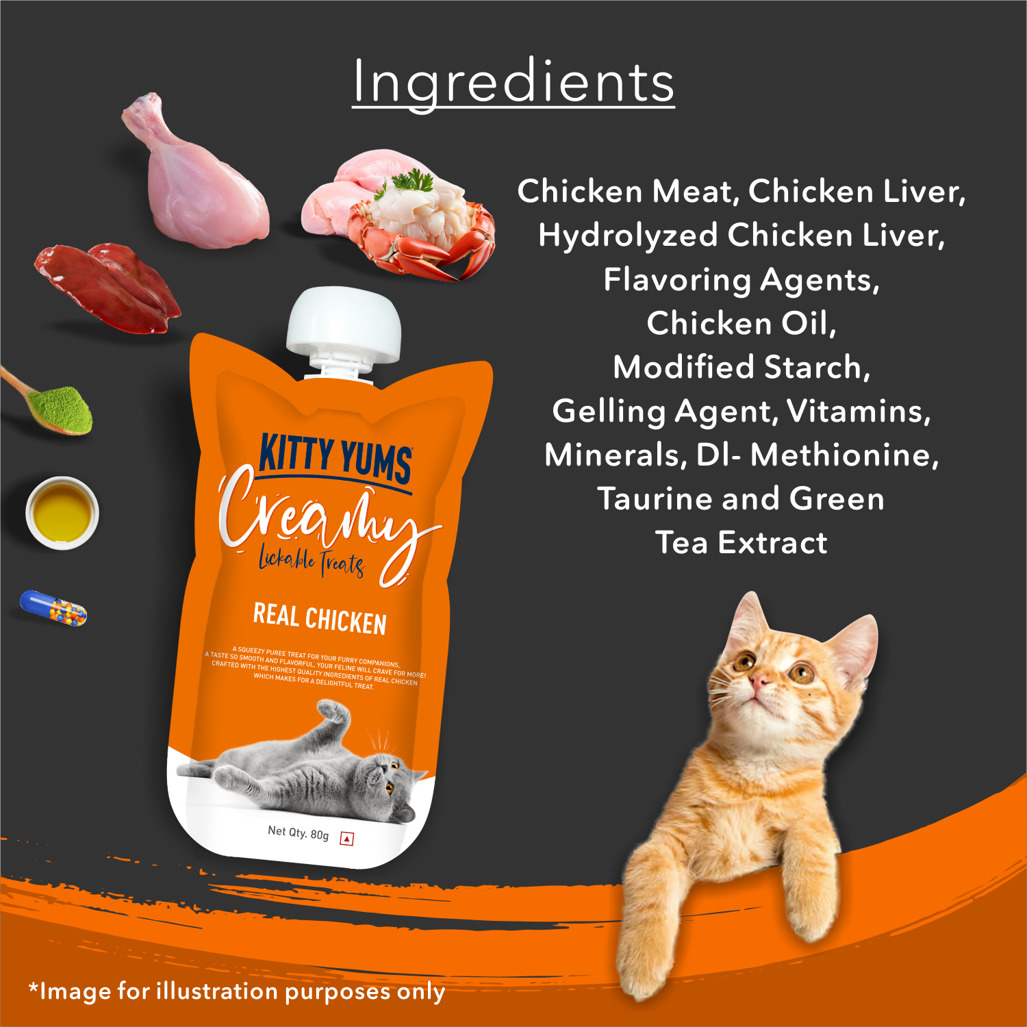 Kitty yums Creamy Lickable Real Chicken Cat Treat