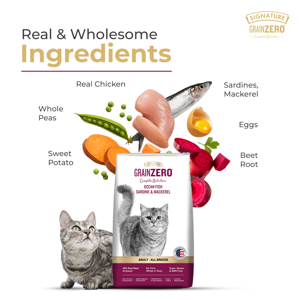 Grain Zero Ocean Fish, Sardine and Mackerel Adult Dry Cat Food