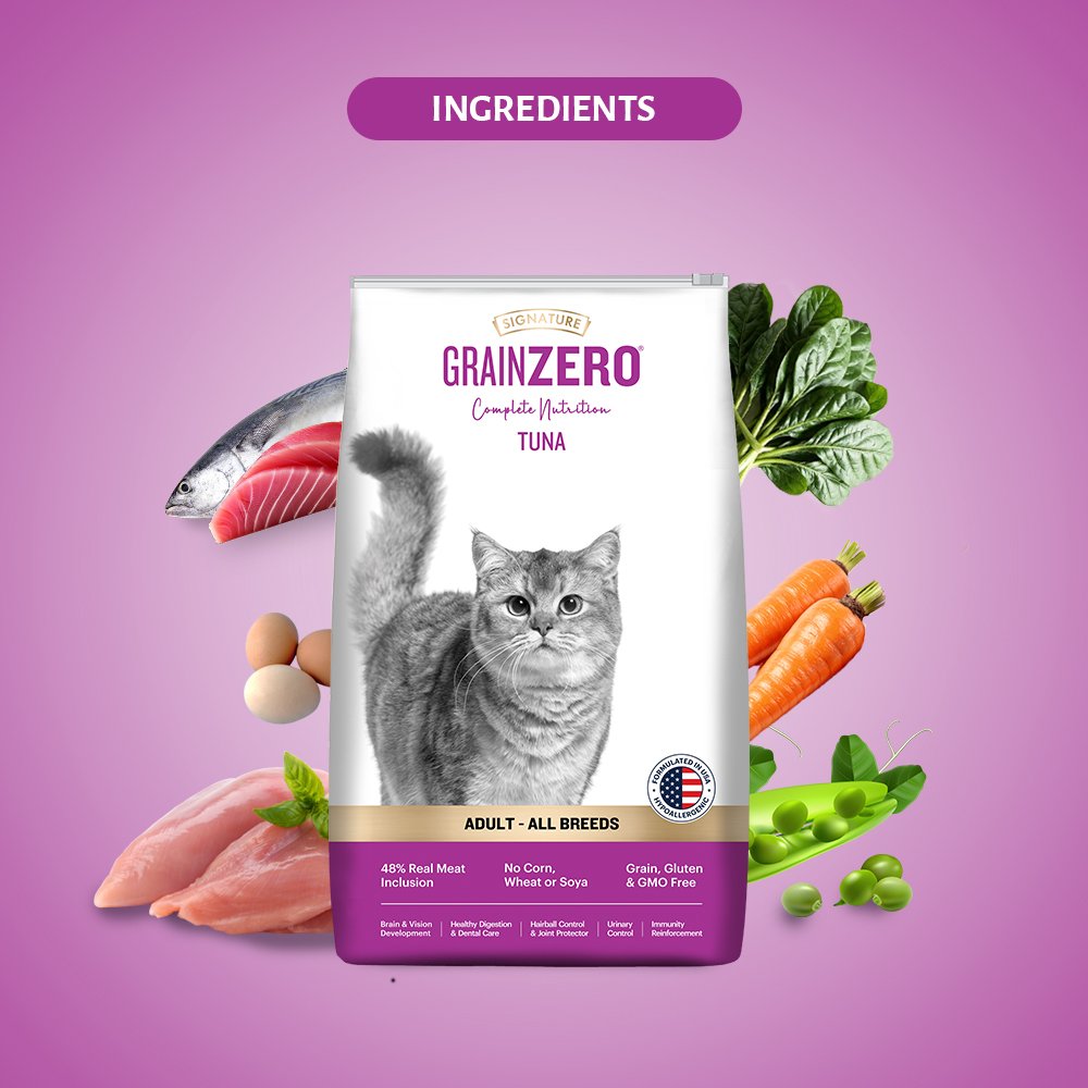 Grain Zero Tuna, Adult Dry Cat Food, 1.2 Kg + Free Cat Creamy Treat 75g