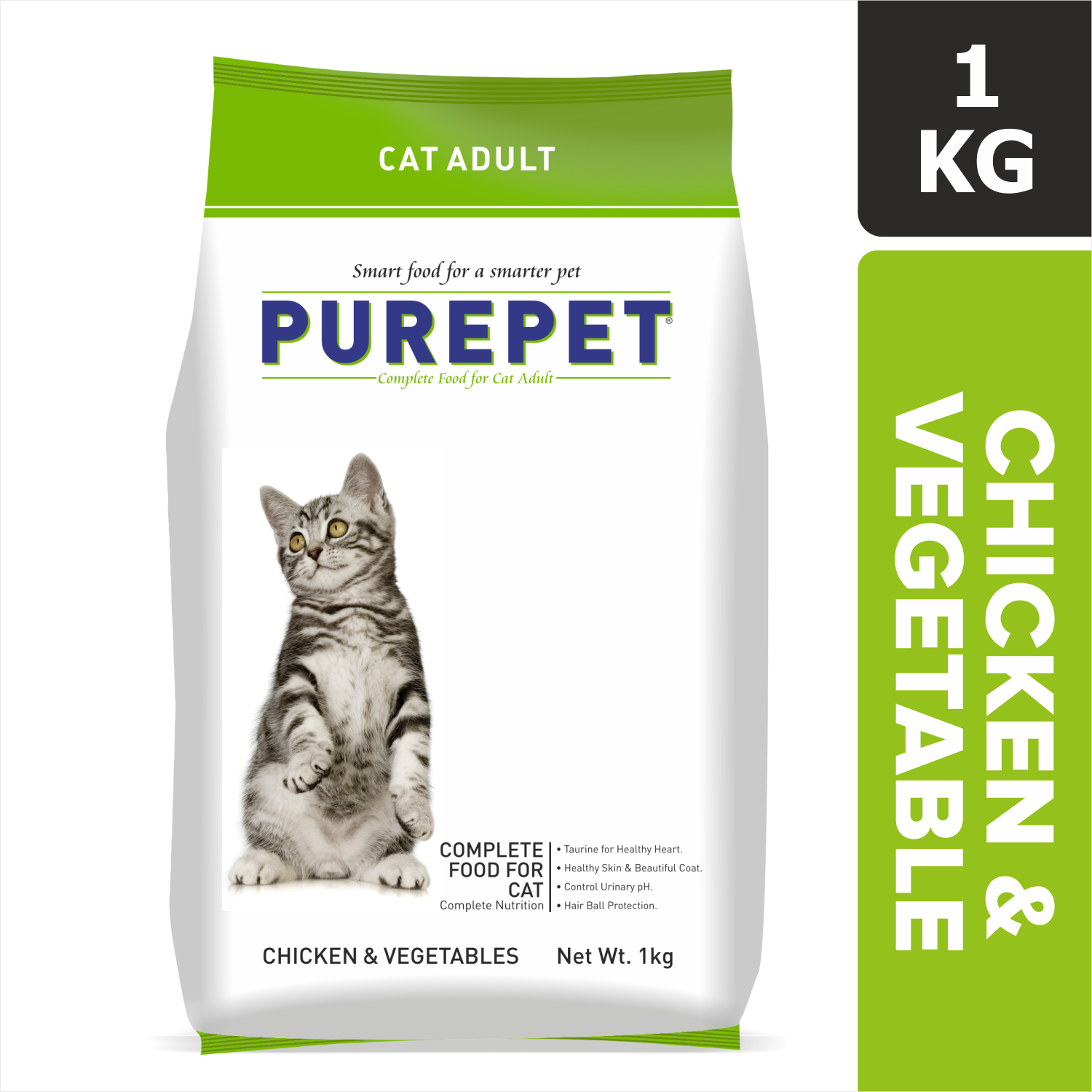 Purepet Chicken & Vegetable 1 kg Dry Adult Cat Food