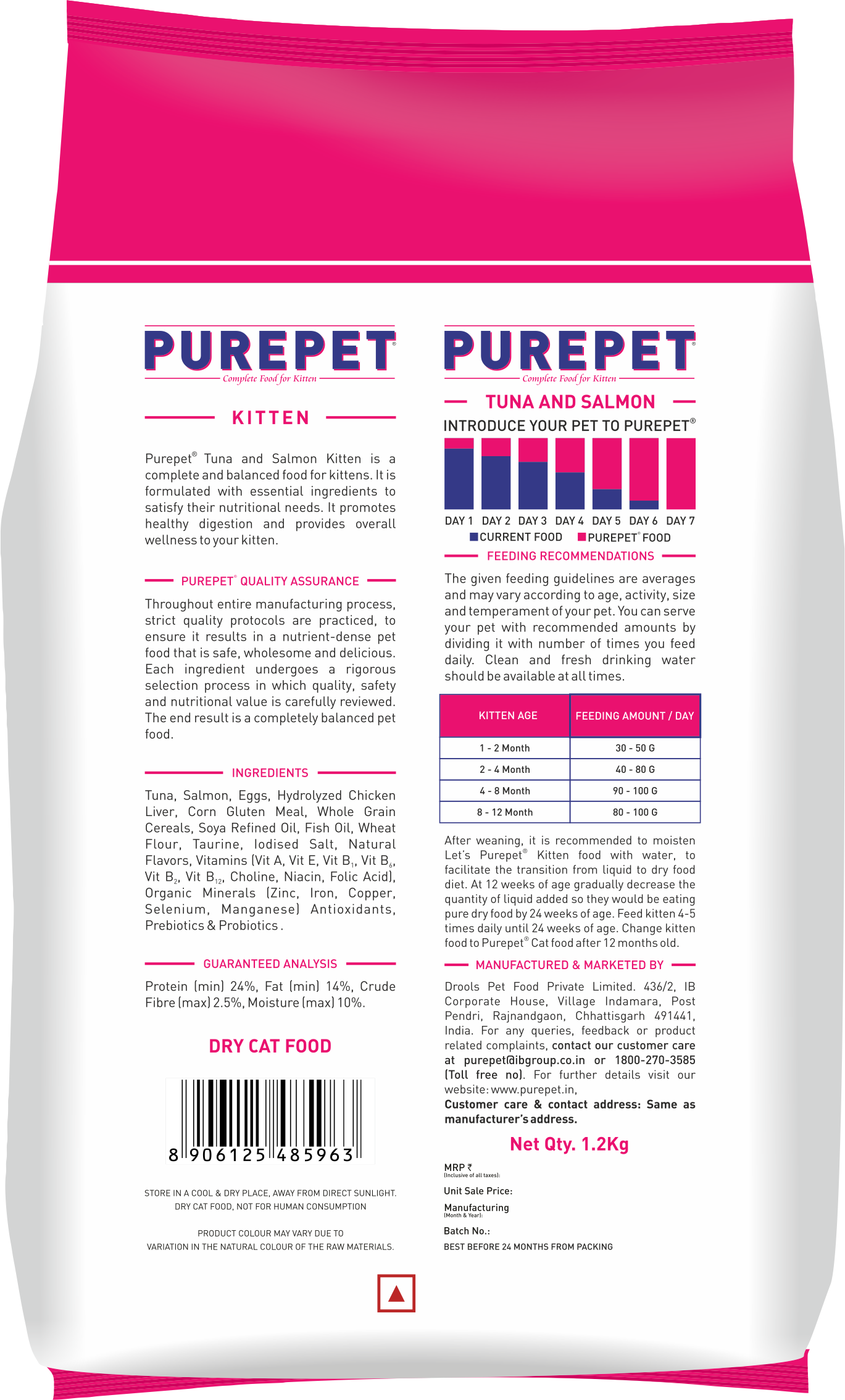 Purepet Kitten Tuna and Salmon Dry Cat Food