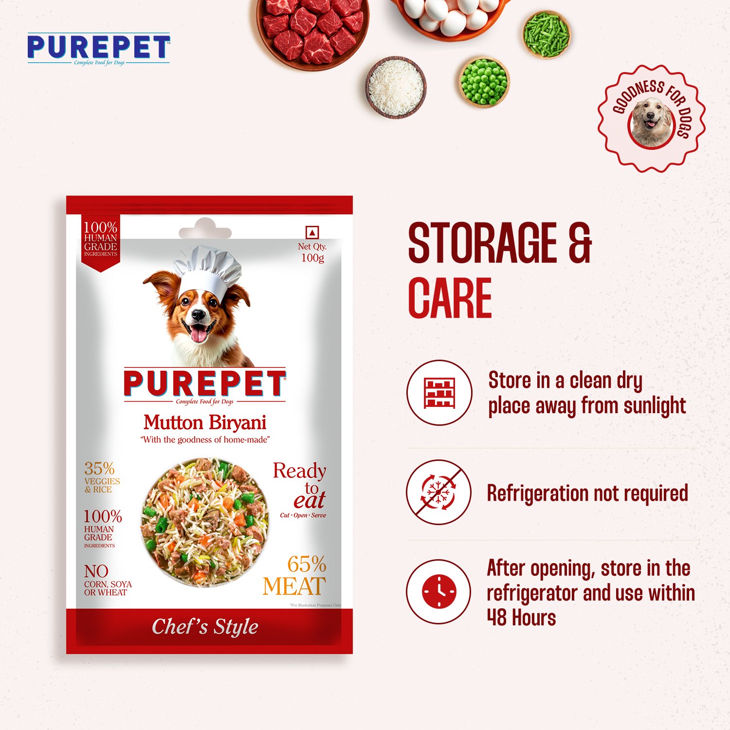 PurePet Mutton Biryani Fresh Dog Food