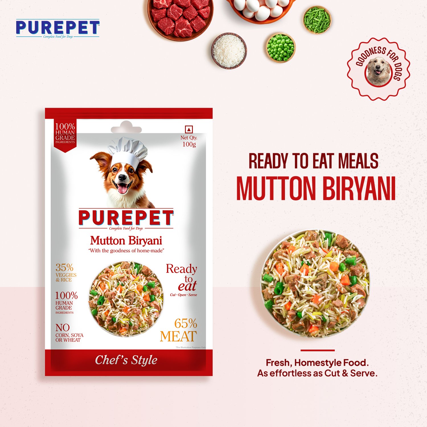 PurePet Mutton Biryani Fresh Dog Food