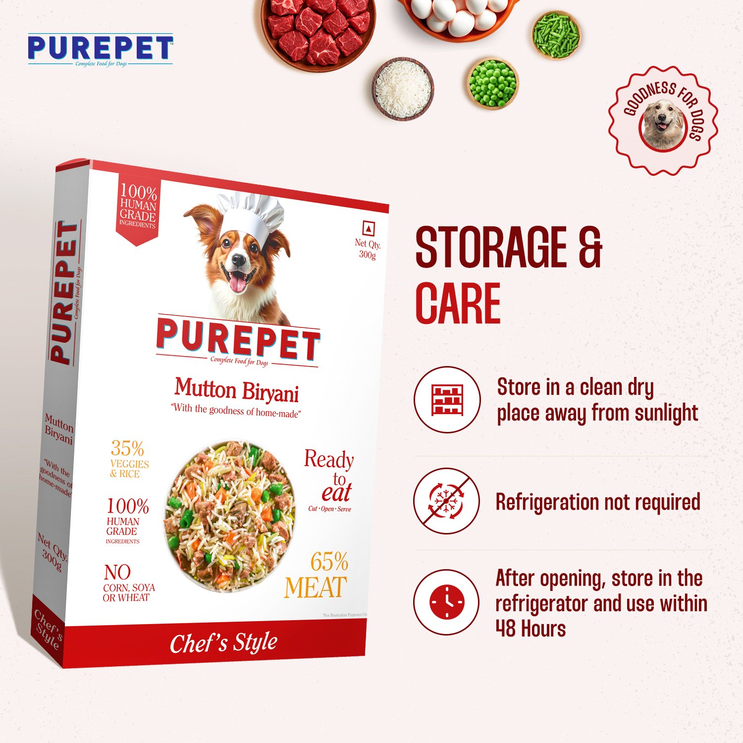 PurePet Mutton Biryani Fresh Dog Food