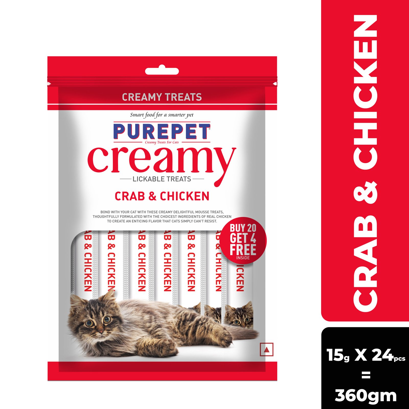 Purepet Creamy Lickable Cat Treats,Crab & Chicken