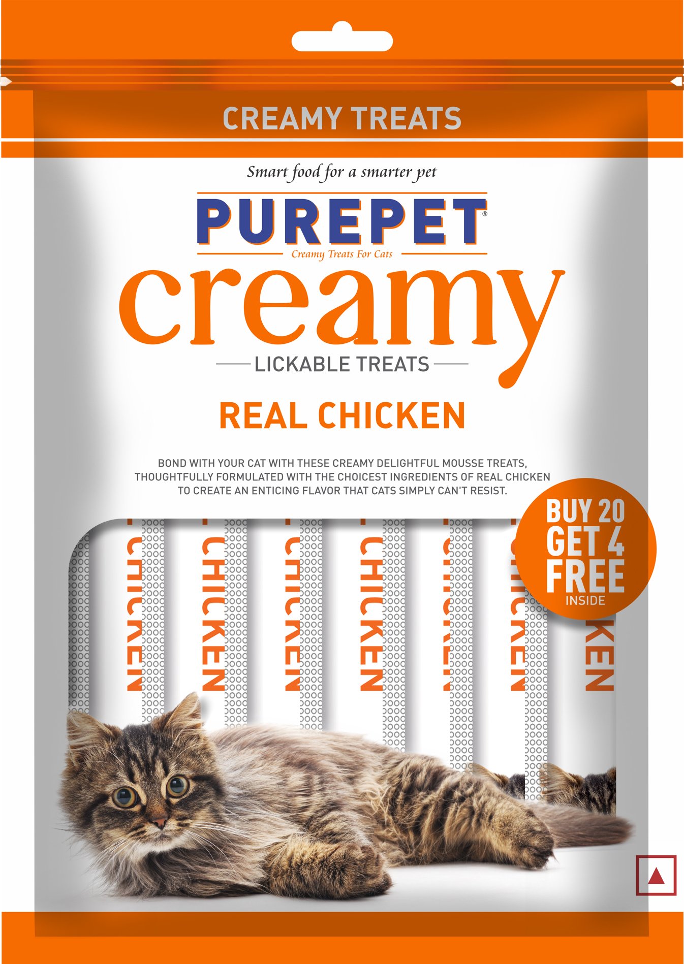 Purepet Creamy Lickable Cat Treats,Real Chicken (15g x24 Pcs)