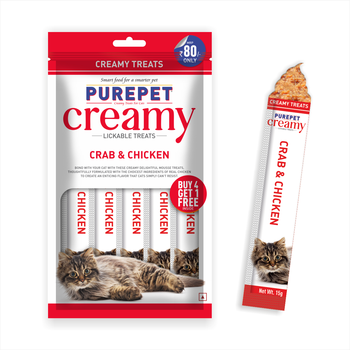 Purepet Creamy Cat Lickable Treats Crab & Chicken