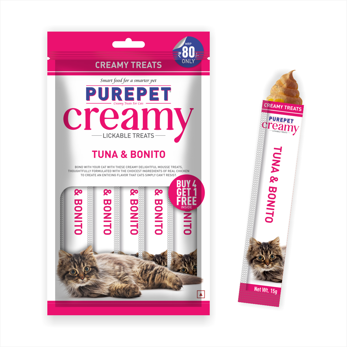 Purepet Creamy Cat Lickable Treats Tuna&Bonito