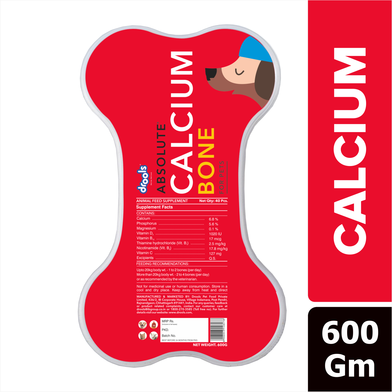 Drools Absolute Calcium Bone Jar, Dog Supplement