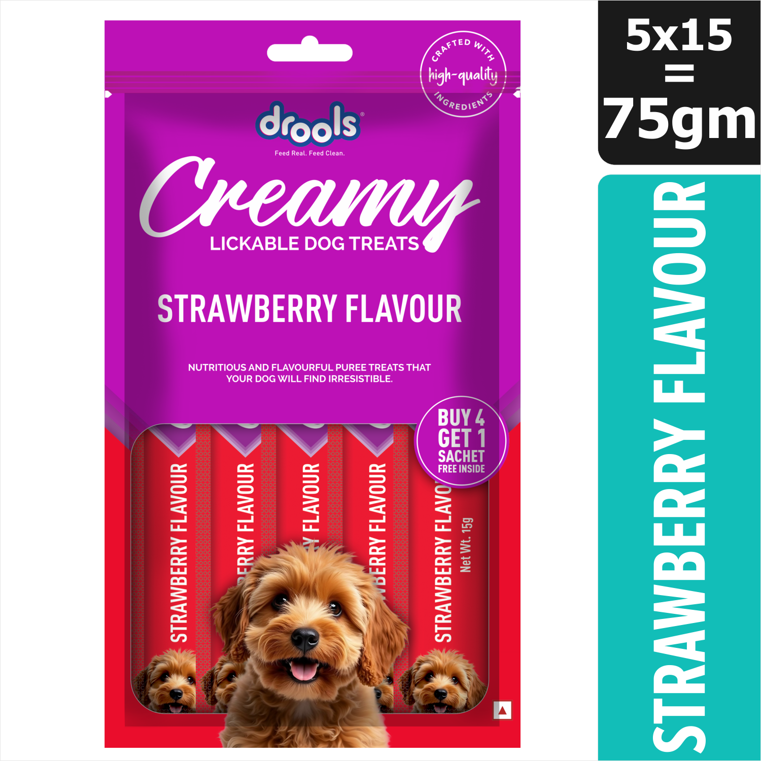Drools Dog Treats, Creamy Strawberry 5 Sticks Tasty & Nutritious Snack for All Breeds