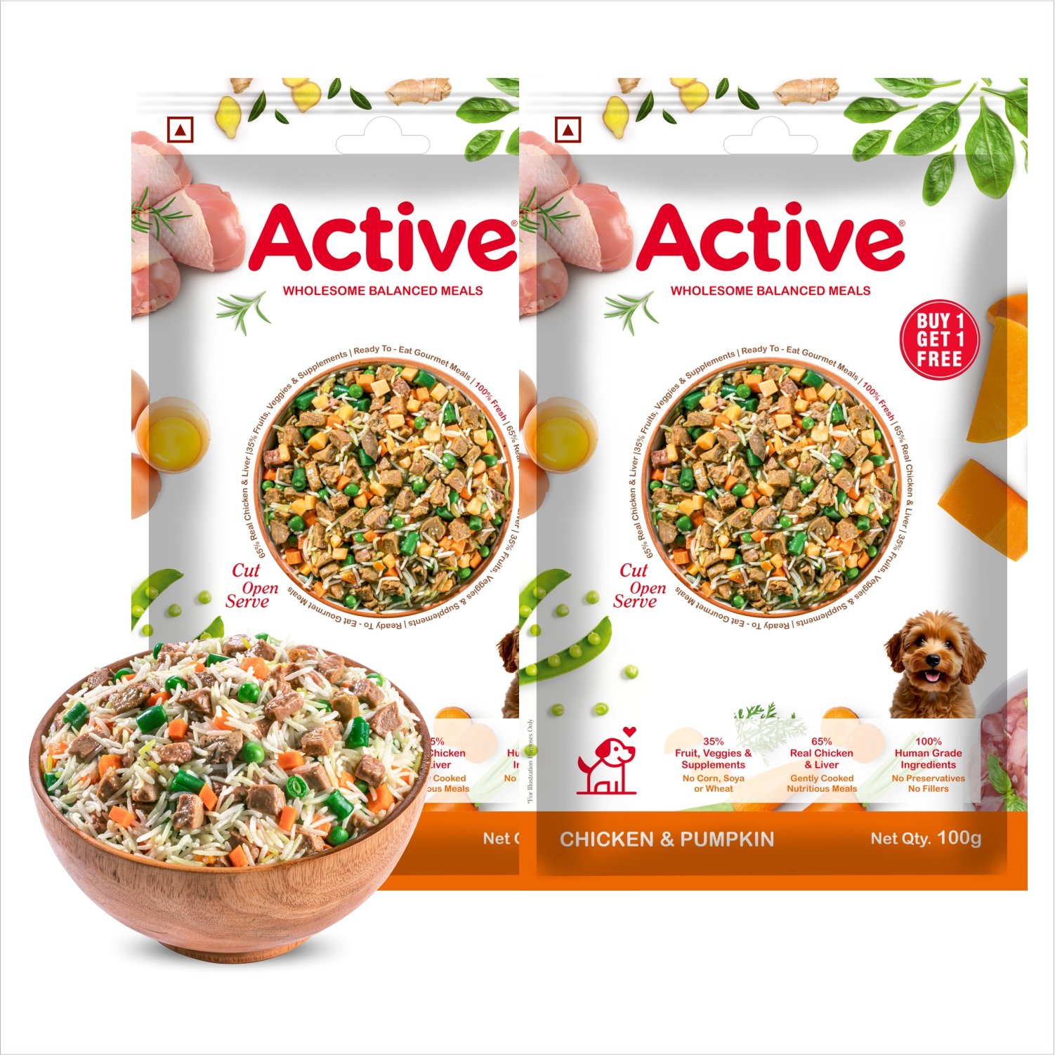 Active Chicken & Pumpkin Biryani Fresh Dog Food